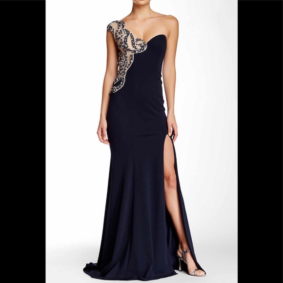 Terani couture one shoulder gown sz 0 - Picture 2 of 4